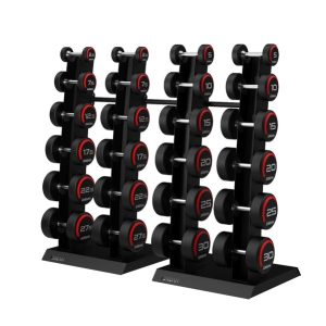 Jordan Fitness 10 Pair Vertical Dumbbell Rack 1-10kg and 2-20kg (S-Series) - Black