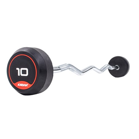 Jordan Fitness 10kg Classic Rubber Barbell With Curl Bar
