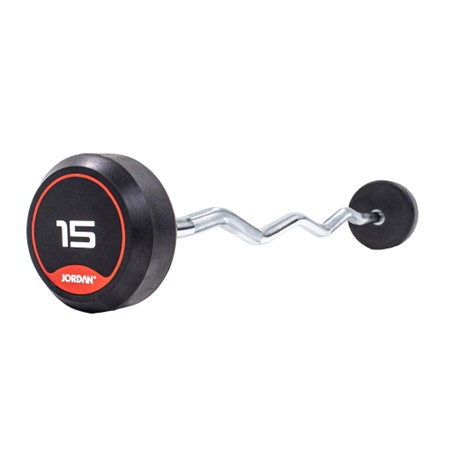 Jordan Fitness 15kg Classic Rubber Barbell With Curl Bar