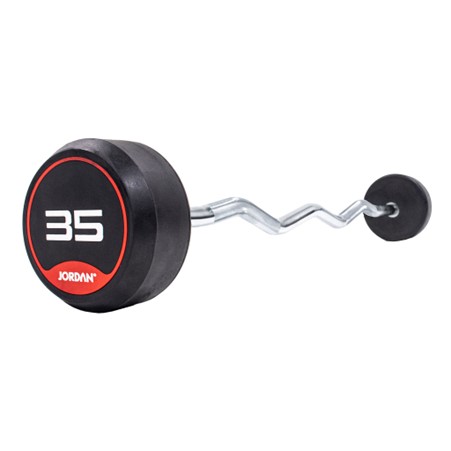 Jordan Fitness 35kg Classic Rubber Barbell With Curl Bar