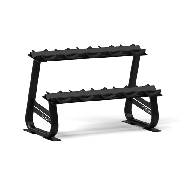 Jordan Fitness 10 Pair Horizontal Dumbbell Rack With Saddles (S-Series) - Grey